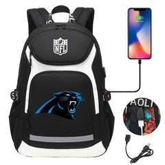 Carolina Panthers Football Rugby Backpack School Notebook Travel Bags With USB