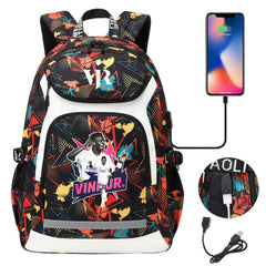 Vinicius Junior FC Backpack School Notebook Travel Bags With USB