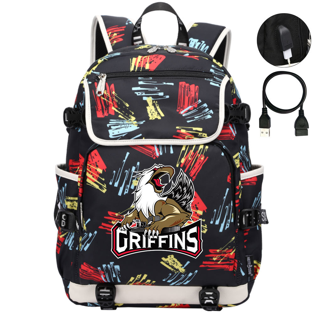 Grand Rapids Griffins Hockey League Backpack School Notebook Travel Bag