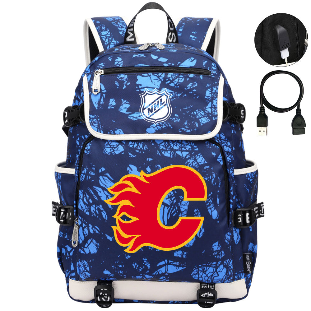 Calgary Flames Hockey League Backpack School Notebook Travel Bag