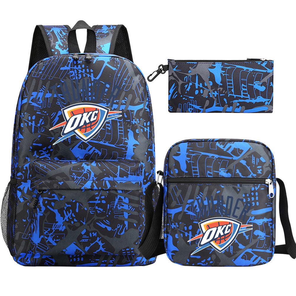 Oklahoma City Thunder Basketball School Backpack Shoulder Bag Pencil Bags 3pcs Set