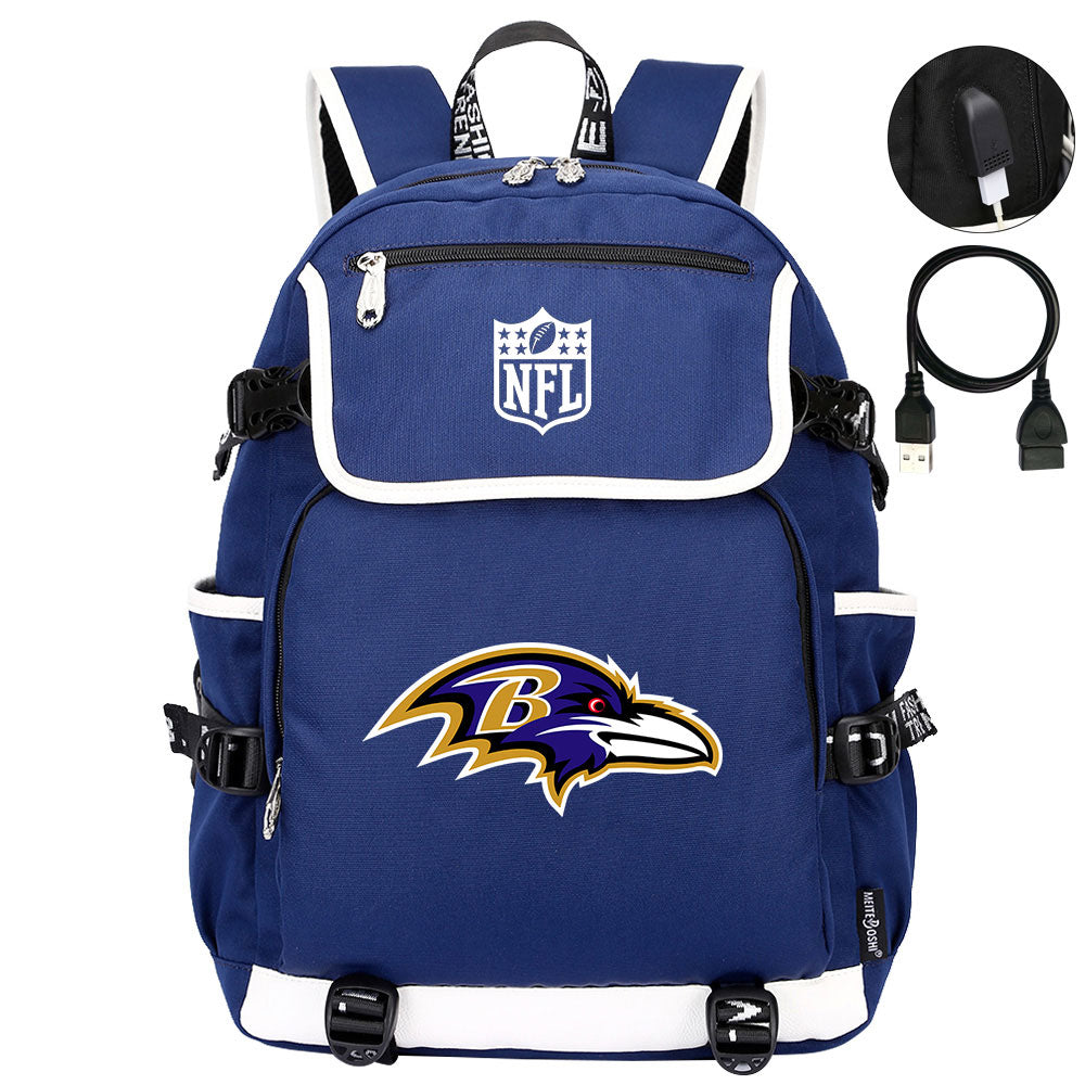 Baltimore Ravens Football Team Rugby Backpack School Notebook Travel Bag