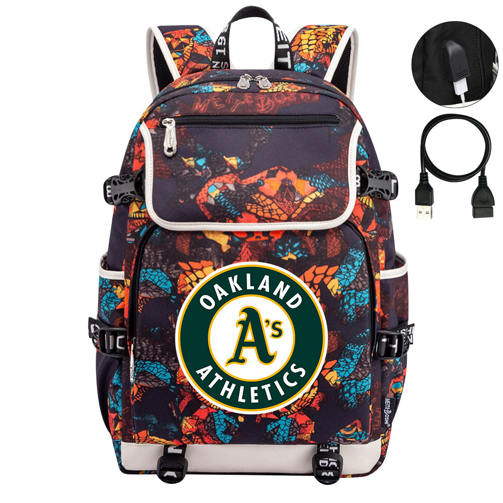Oakland Athletics Backpack School Notebook Travel Bags