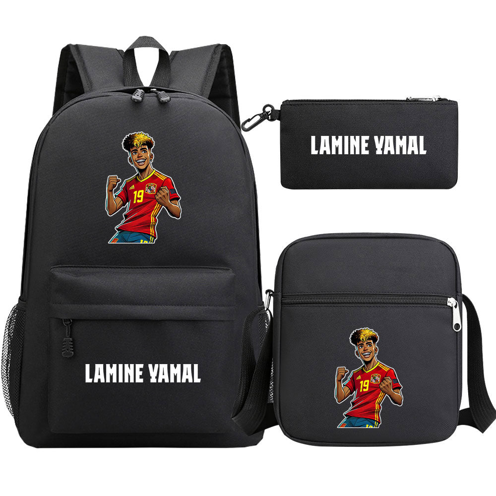 Lamine Yamal Football Player School Backpack Shoulder Bag Pencil Bags 3pcs Set