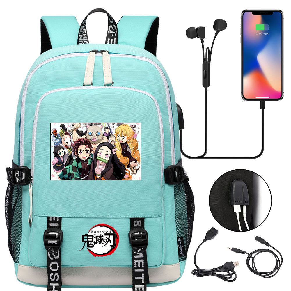Demon Slayer Kimetsu No Yaiba USB Charging Backpack School Note Book Laptop Travel Bags