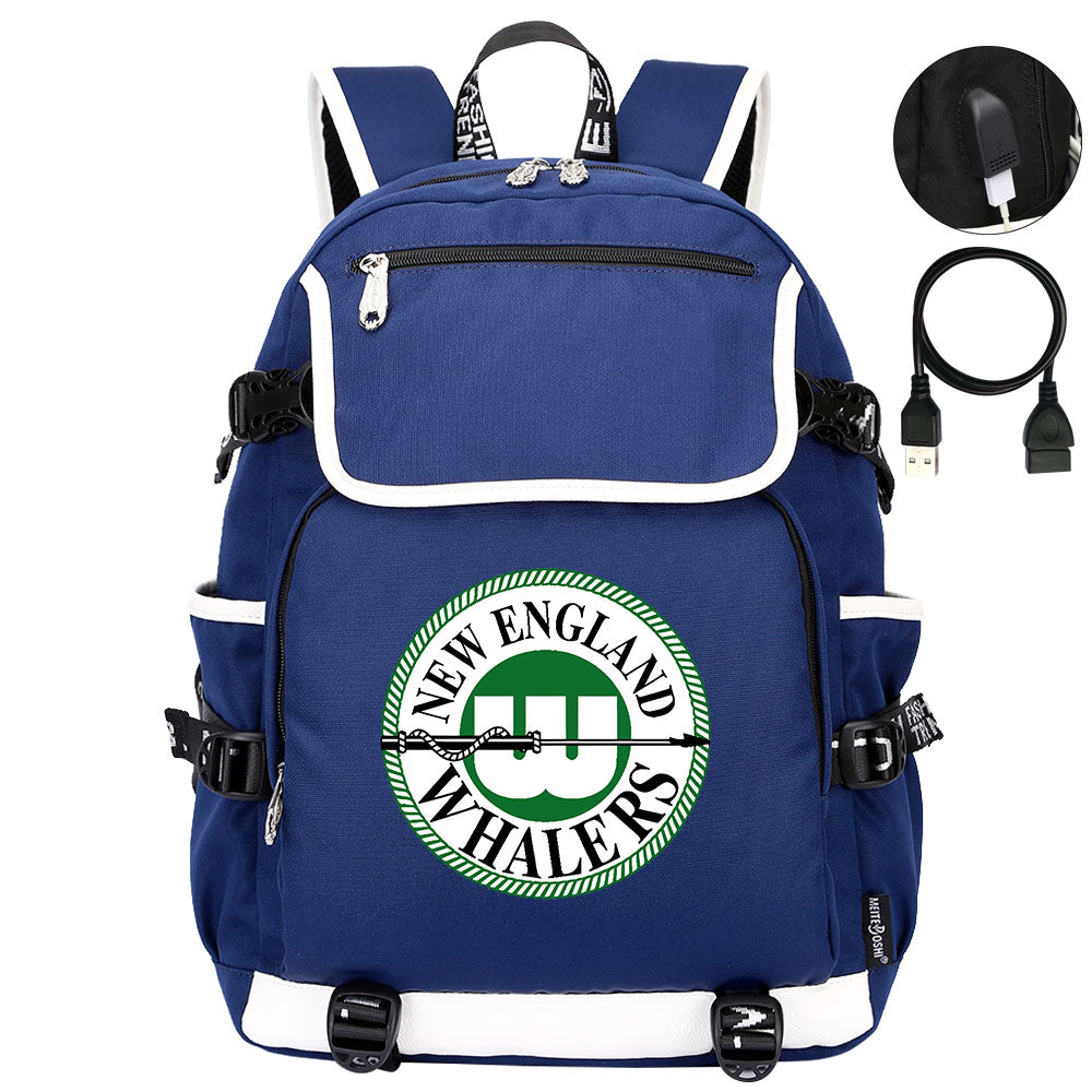 New England Whalers Hockey League Backpack School Notebook Travel Bag