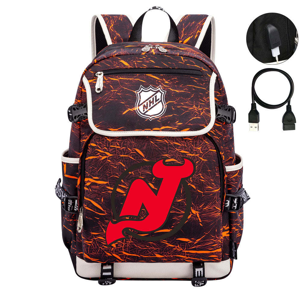 New Jersey Devils Hockey League Backpack School Notebook Travel Bag