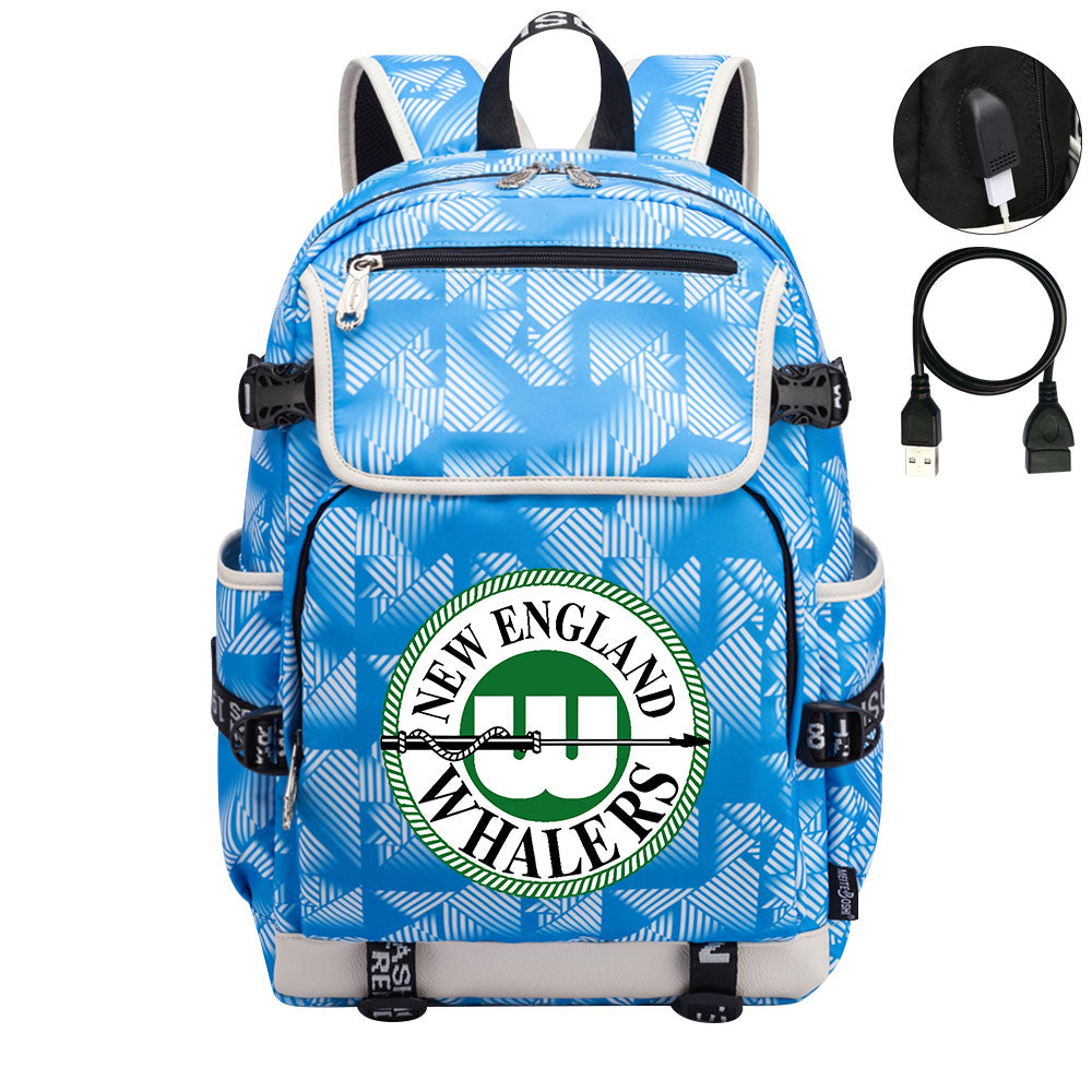 New England Whalers Hockey League Backpack School Notebook Travel Bag