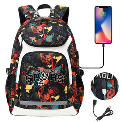 San Antonio Spurs Backpack School Notebook Travel Bags With USB
