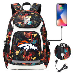 Denver Broncos Football Rugby Backpack School Notebook Travel Bags With USB