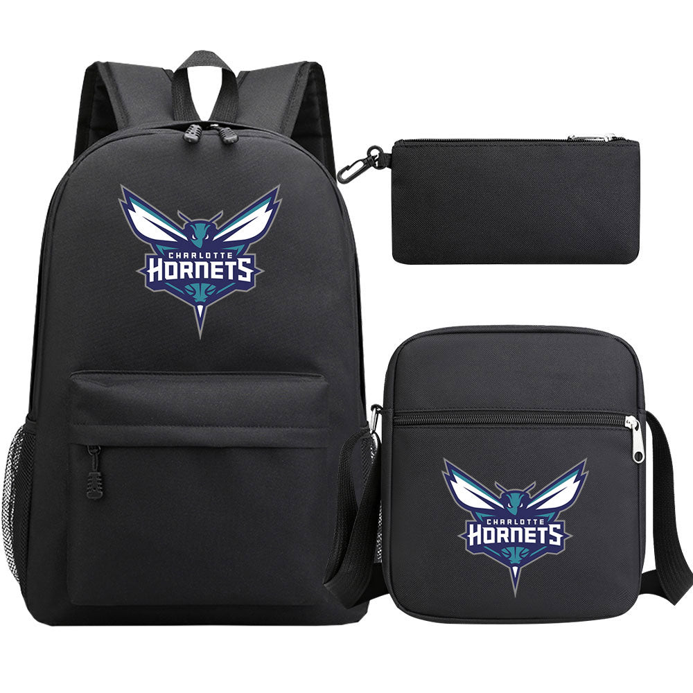 Charlotte Hornets Basketball School Backpack Shoulder Bag Pencil Bags 3pcs Set