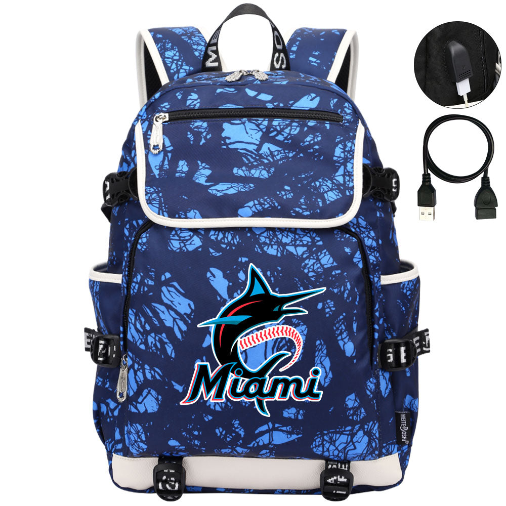 Miami Marlins Backpack School Notebook Travel Bags
