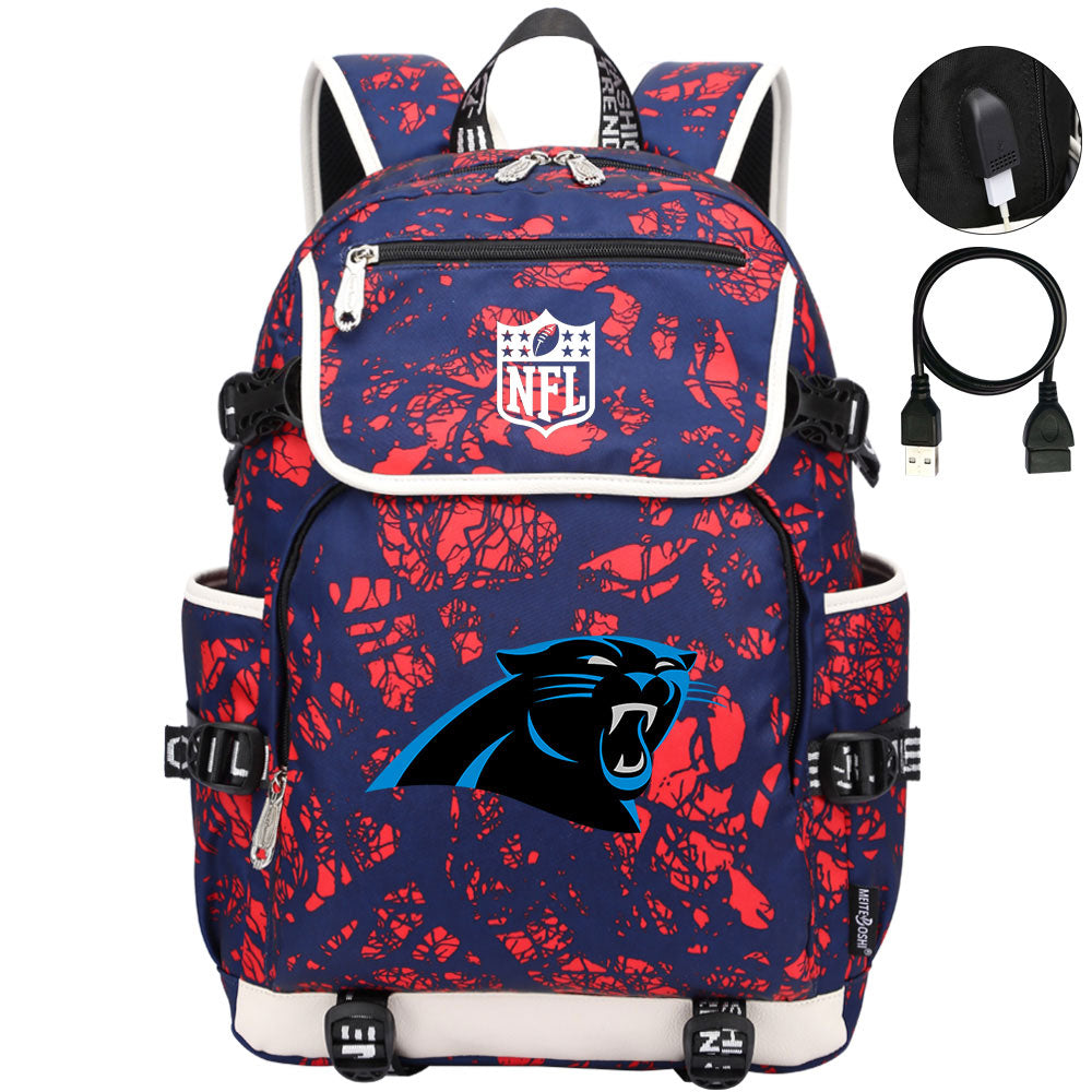 Carolina Panthers Football Team Rugby Backpack School Notebook Travel Bag