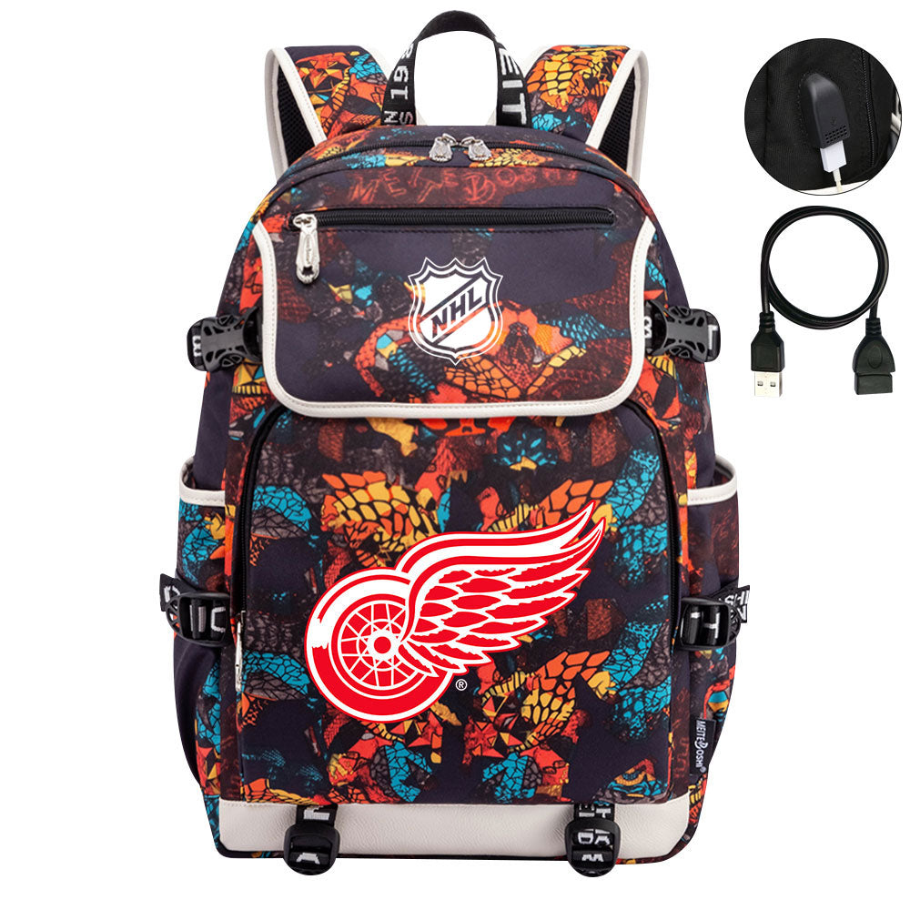 Detroit Red Wings Hockey League Backpack School Notebook Travel Bags