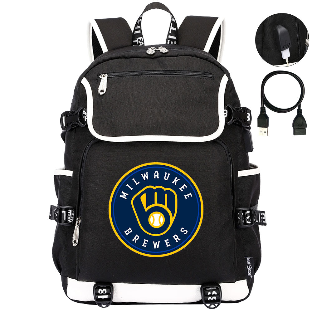 Milwaukee Brewers Backpack School Notebook Travel Bags