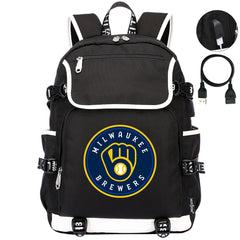 Milwaukee Brewers Backpack School Notebook Travel Bags