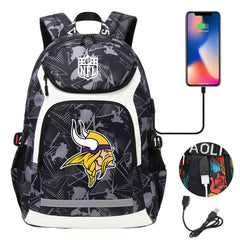 Minnesota Vikings Football Rugby Backpack School Notebook Travel Bags With USB