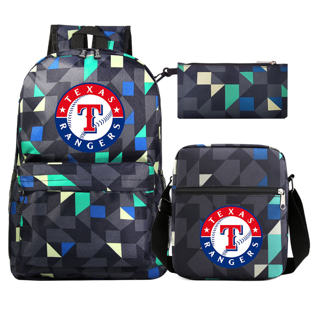 Texas Rangers Baseball School Backpack Shoulder Bag Pencil Bags 3pcs Set