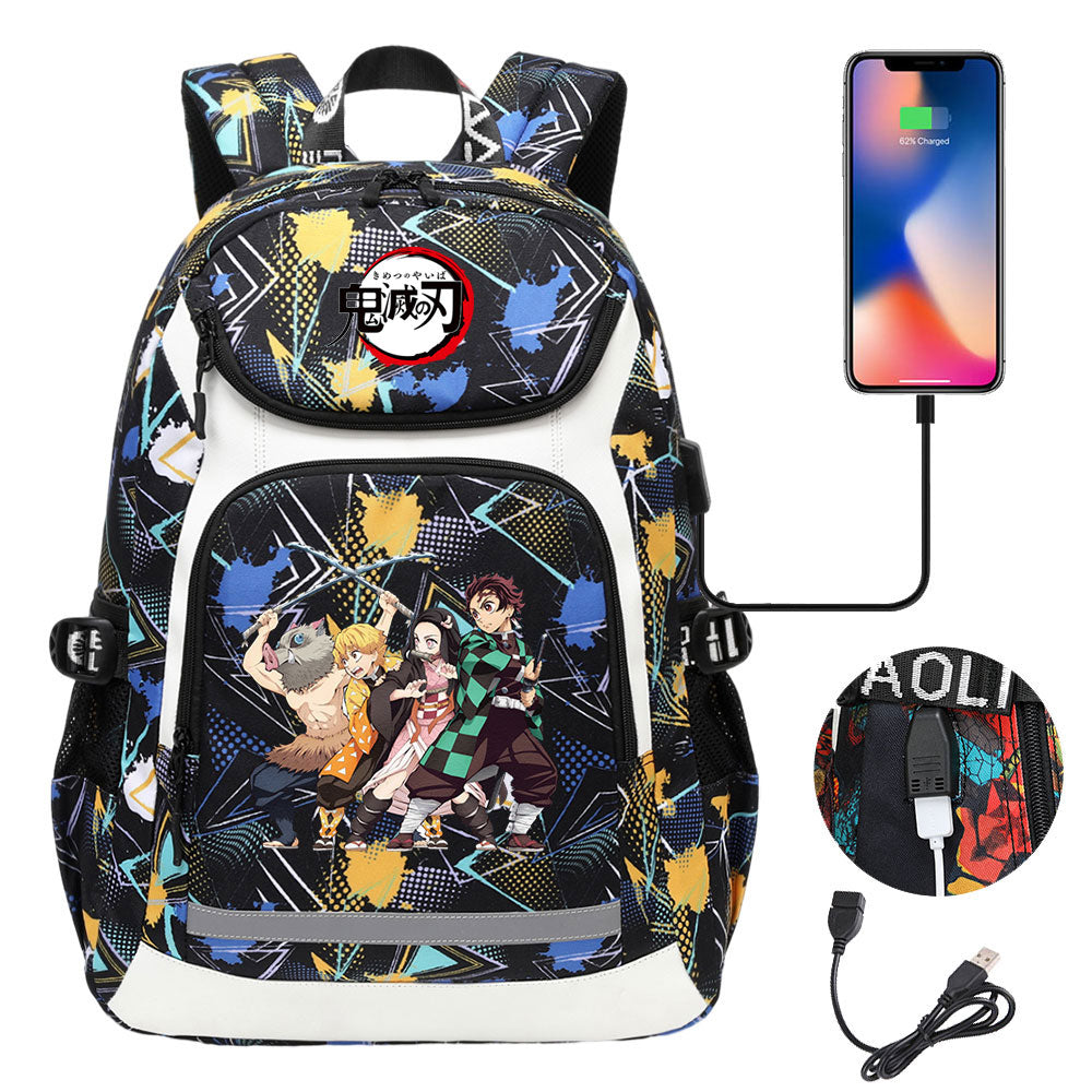 Demon Slayer Kimetsu No Yaiba Backpack School Notebook Travel Bags With USB