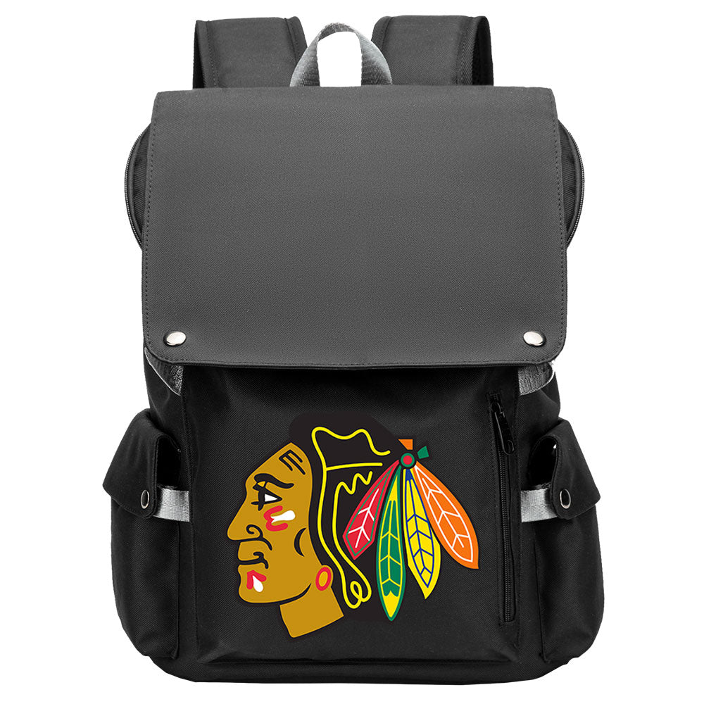 Chicago Blackhawks Hockey Team School Backpack Oxford Laptop Bag