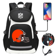 Cleveland Browns Football Rugby Backpack School Notebook Travel Bags With USB