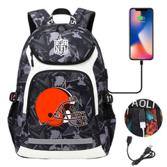 Cleveland Browns Football Rugby Backpack School Notebook Travel Bags With USB