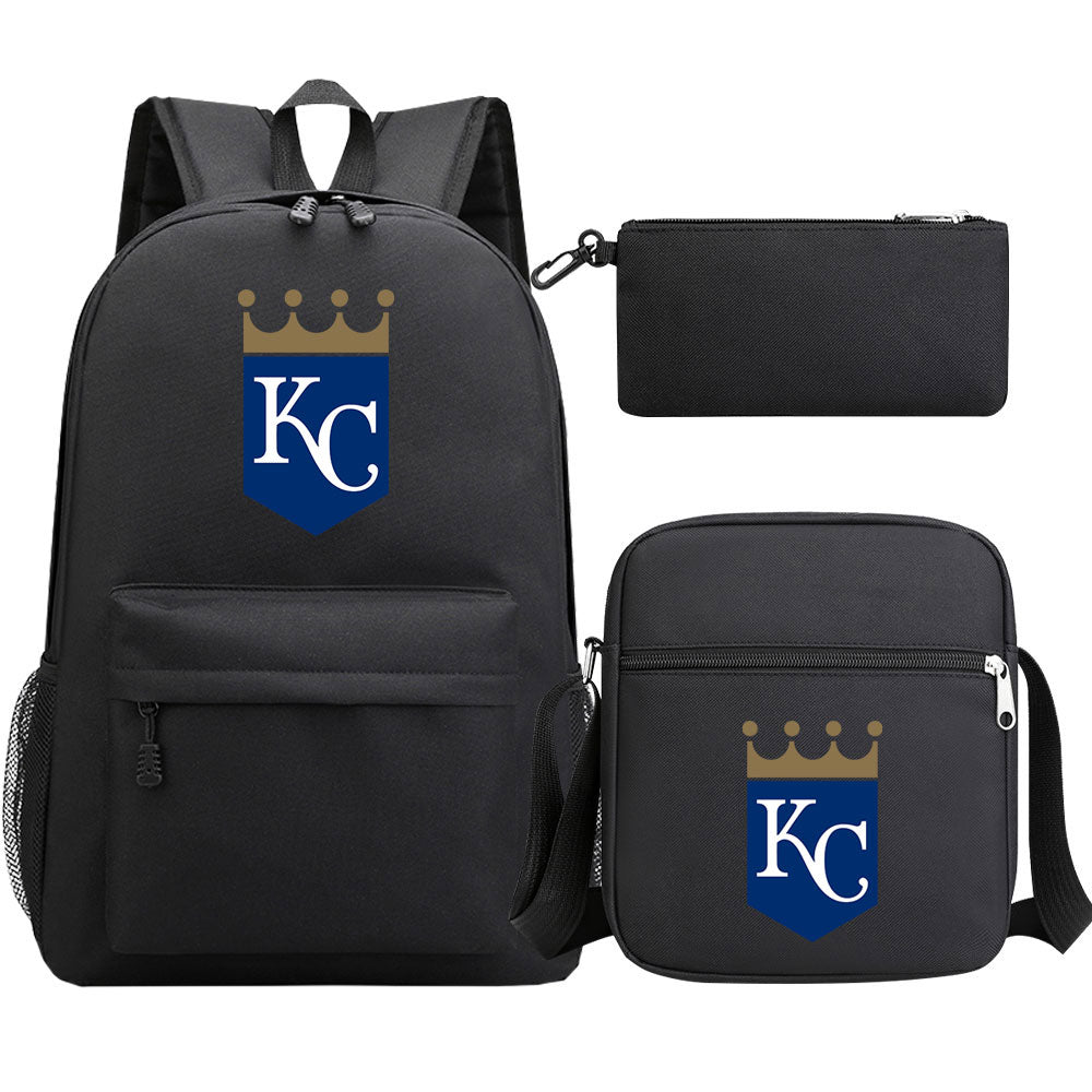 Kansas City Royals Baseball School Backpack Shoulder Bag Pencil Bags 3pcs Set