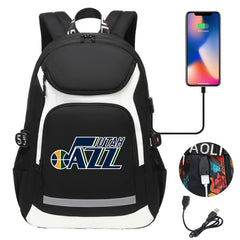 Utah Jazz Backpack School Notebook Travel Bags With USB
