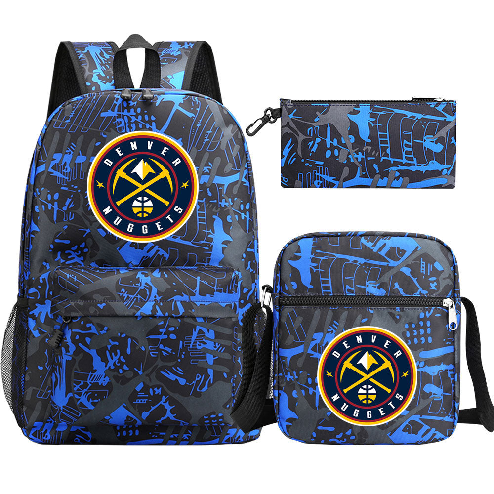 Denver Nuggets Basketball School Backpack Shoulder Bag Pencil Bags 3pcs Set