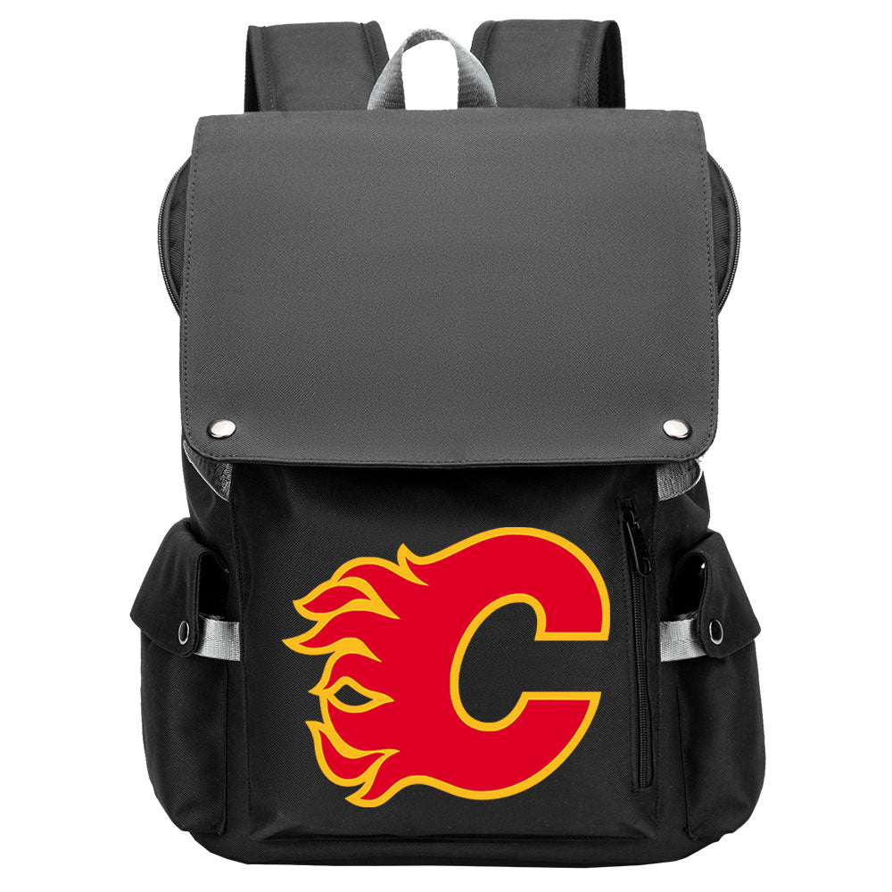 Calgary Flames Hockey Team School Backpack Oxford Laptop Bag