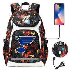 St Louis Blues Hockey League Backpack School Notebook Travel Bags With USB