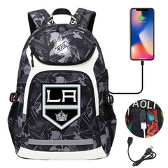 Los Angeles Kings Hockey League Backpack School Notebook Travel Bags With USB