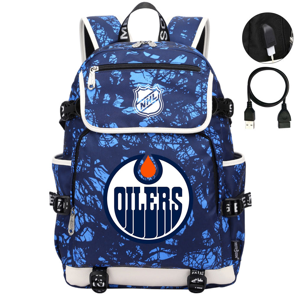 Edmonton Oilers Hockey League Backpack School Notebook Travel Bag