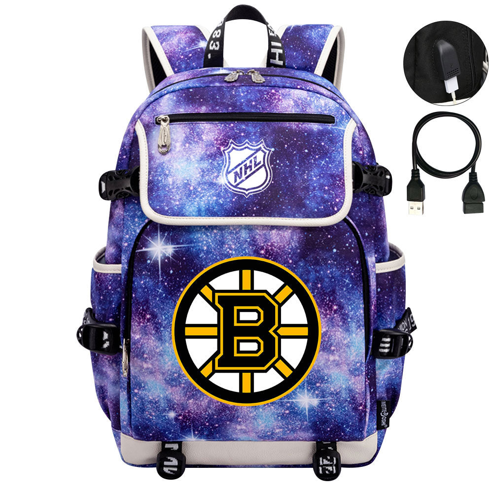 Boston Bruins Hockey League Backpack School Notebook Travel Bags