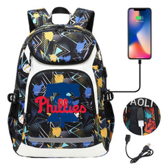 Philadelphia Phillies Backpack School Notebook Travel Bags With USB