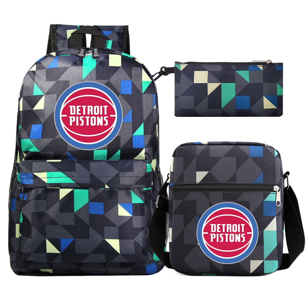 Detroit Pistons Basketball School Backpack Shoulder Bag Pencil Bags 3pcs Set