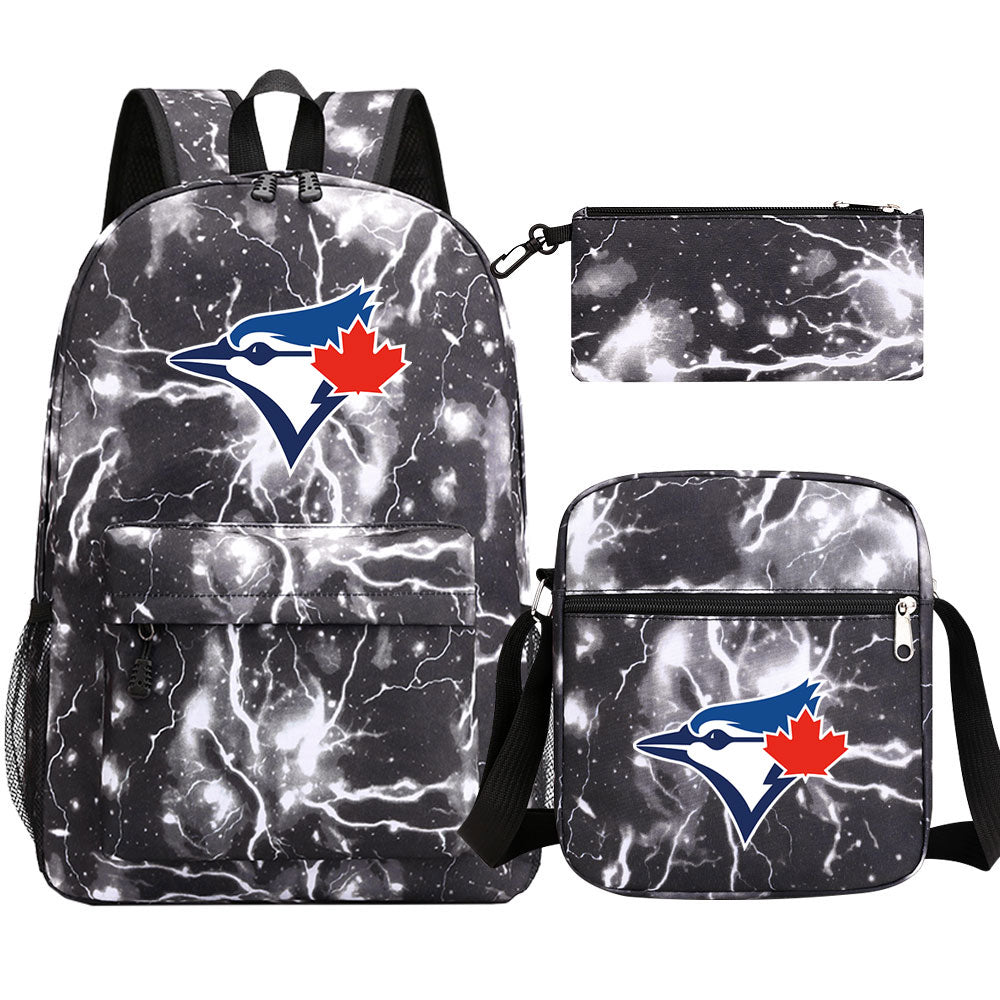 Toronto Blue Jays Baseball School Backpack Shoulder Bag Pencil Bags 3pcs Set