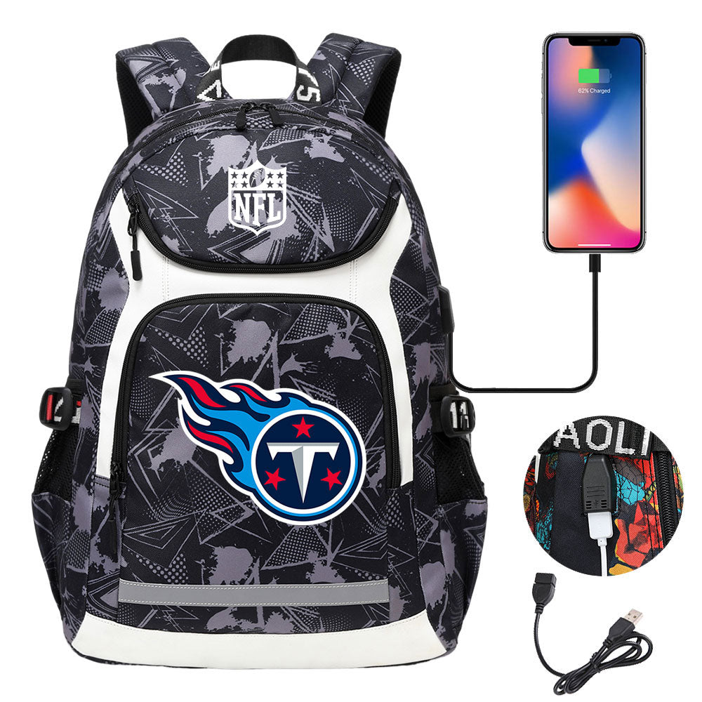 Tennessee Titans Football Rugby Backpack School Notebook Travel Bags With USB