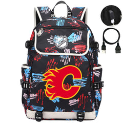 Calgary Flames Hockey League Backpack School Notebook Travel Bag