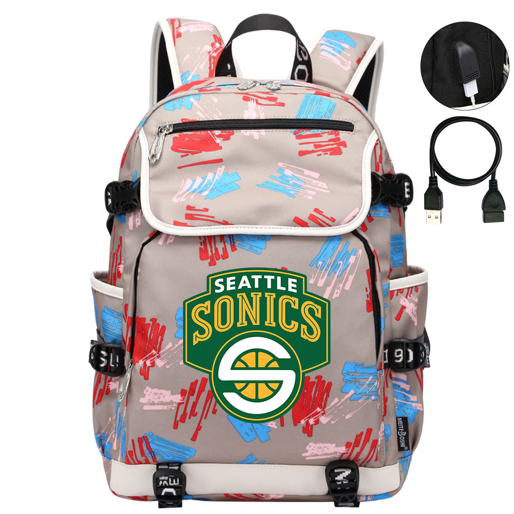 Seattle SuperSonics Backpack School Notebook Travel Bags