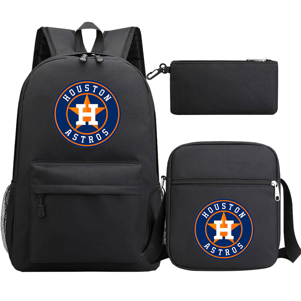 Houston Astros Baseball School Backpack Shoulder Bag Pencil Bags 3pcs Set