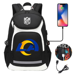 Los Angeles Rams Football Rugby Backpack School Notebook Travel Bags With USB