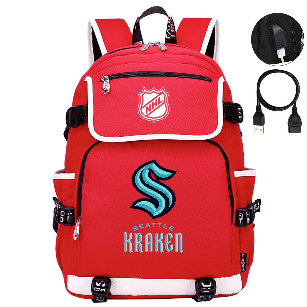 Seattle Kraken Hockey League Backpack School Notebook Travel Bags