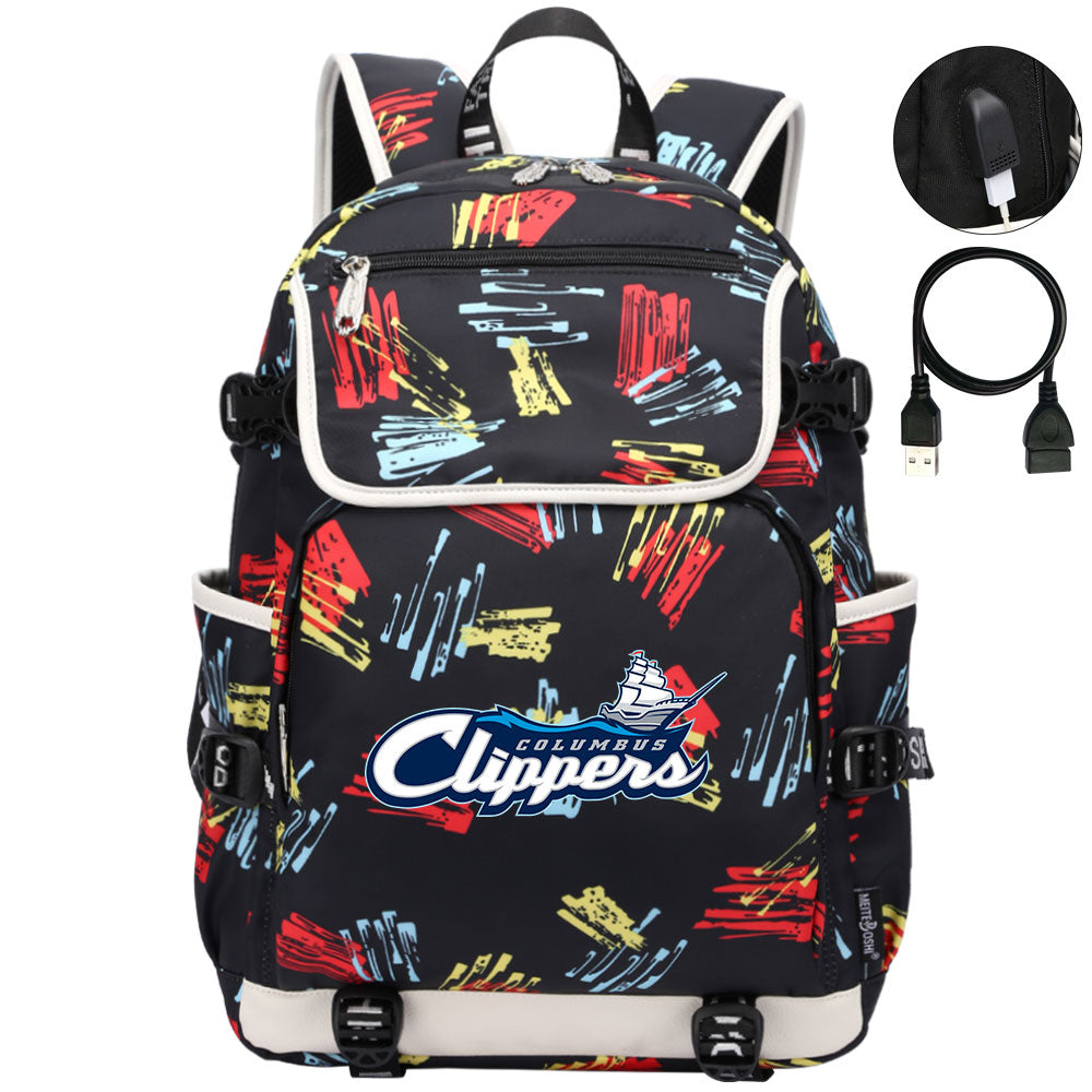 Columbus Clippers Backpack School Notebook Travel Bags