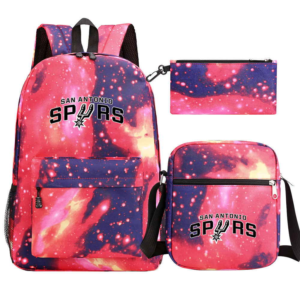 San Antonio Spurs Water  Basketball School Backpack Shoulder Bag Pencil Bags 3pcs Set