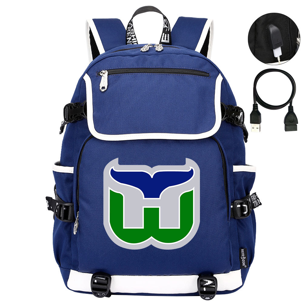 Hartford Whalers Hockey League Backpack School Notebook Travel Bag