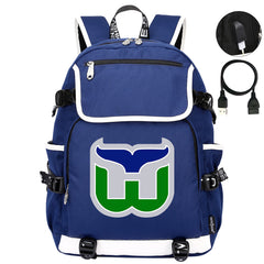 Hartford Whalers Hockey League Backpack School Notebook Travel Bag