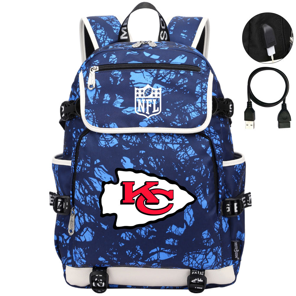 Kansas City Chiefs Football Rugby Backpack School Notebook Travel Bags