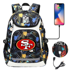 San Francisco 49ers Football Rugby Backpack School Notebook Travel Bags With USB
