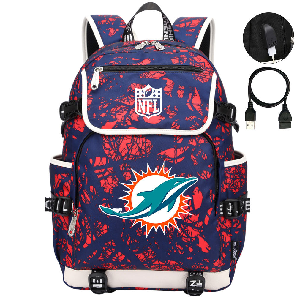 Miami Dolphins Football Rugby Backpack School Notebook Travel Bags